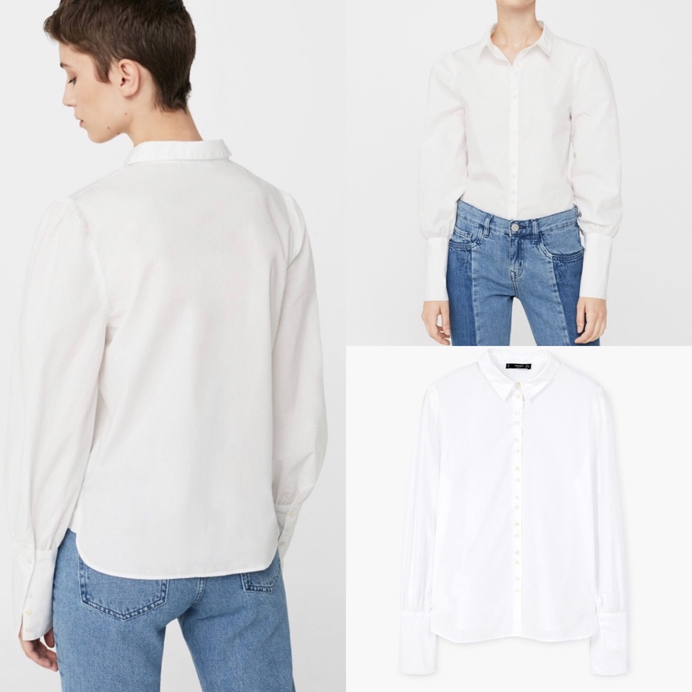 Mango Women's White Button Down Shirt